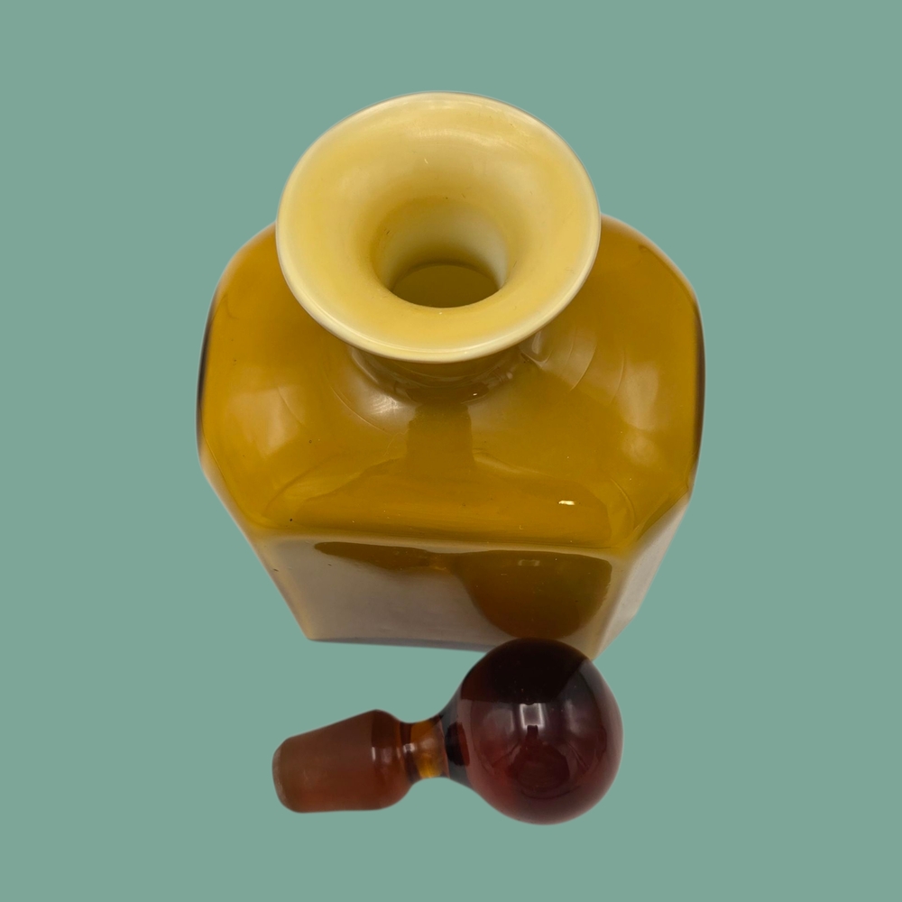 MCM Vintage Hand Blown Amber Case Glass Art Deco Bottle Artisan Made - Picture 5 of 11